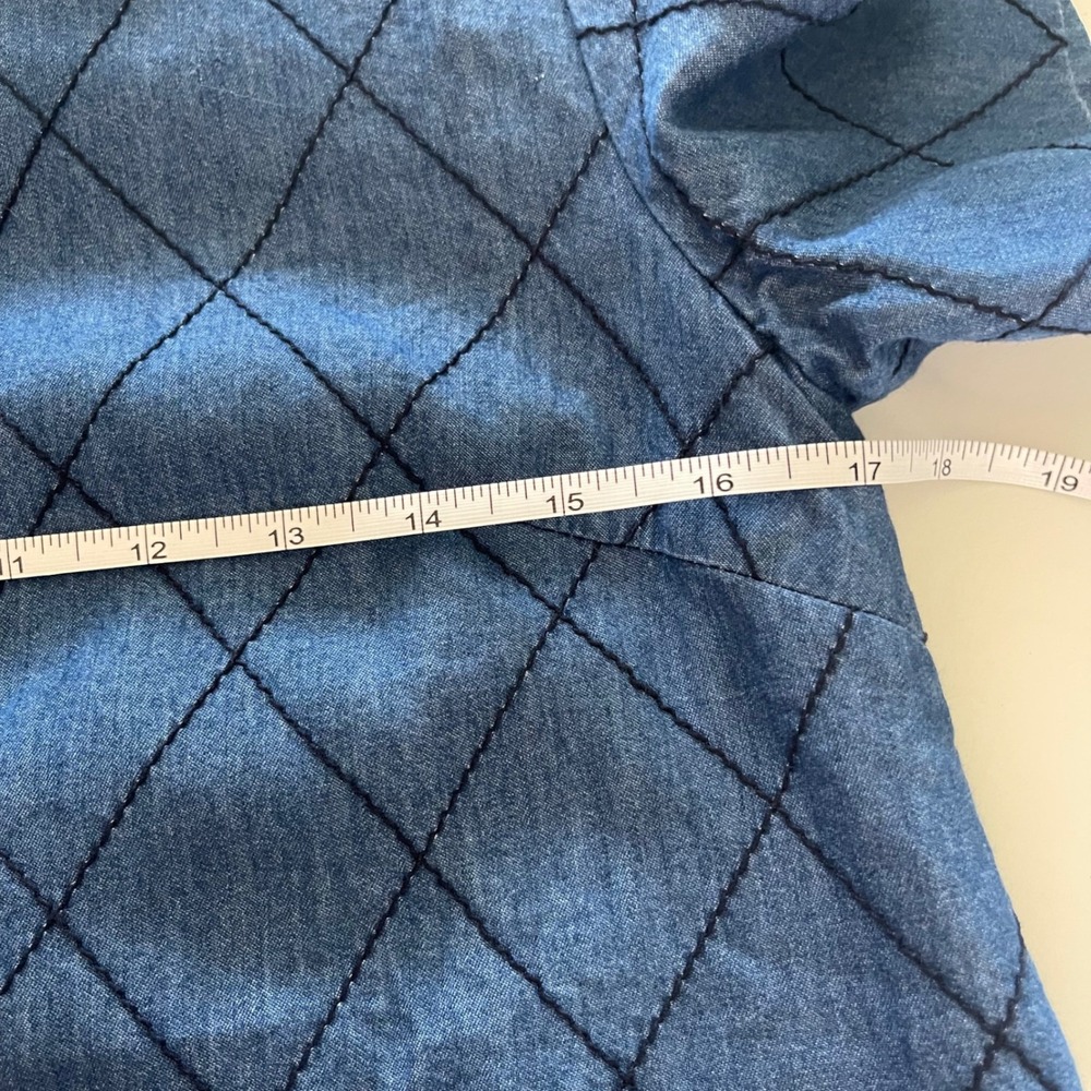 Kate Spade Denim Quilted Shift Dress Blue Gold Zipper Preppy Mod Coastal Size 2 - Picture 5 of 14